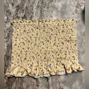 Forever 21 yellow floral strapless crop top